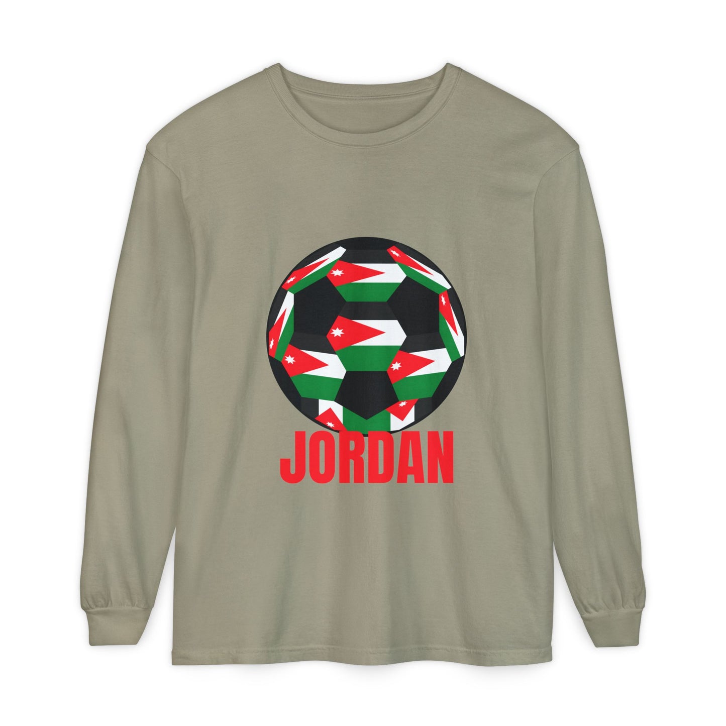 Jordan Fan Specialty Soccer Ball Design T Shirt Long Sleeve Tee