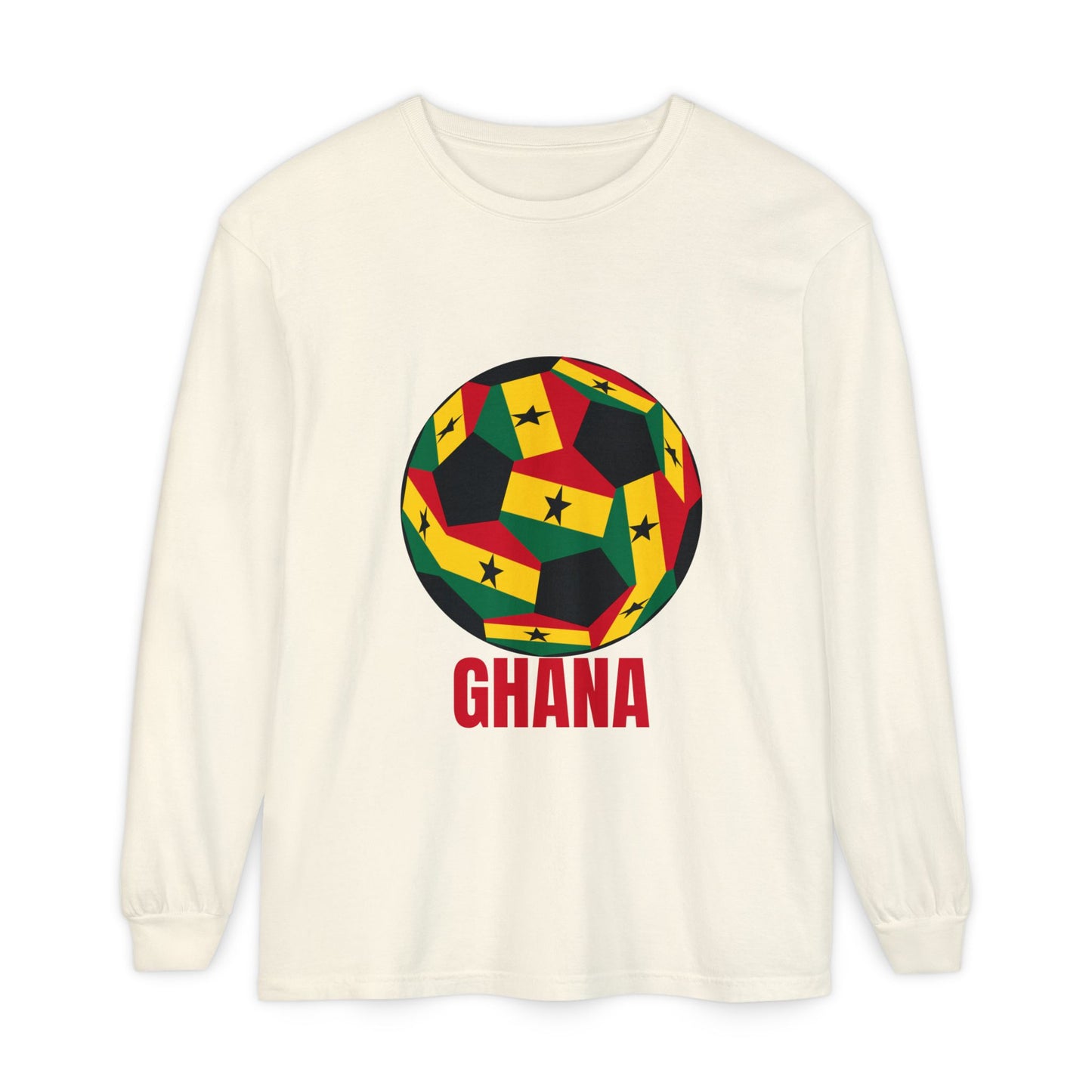 Ghana Fan Specialty Soccer Ball Design Long Sleeve Tee