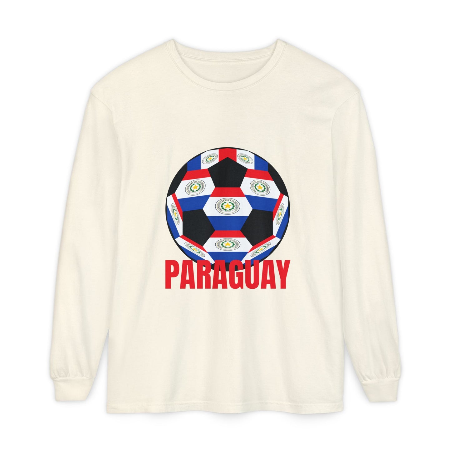 Paraguay Fan Specialty Soccer Ball Design Long Sleeve Tee