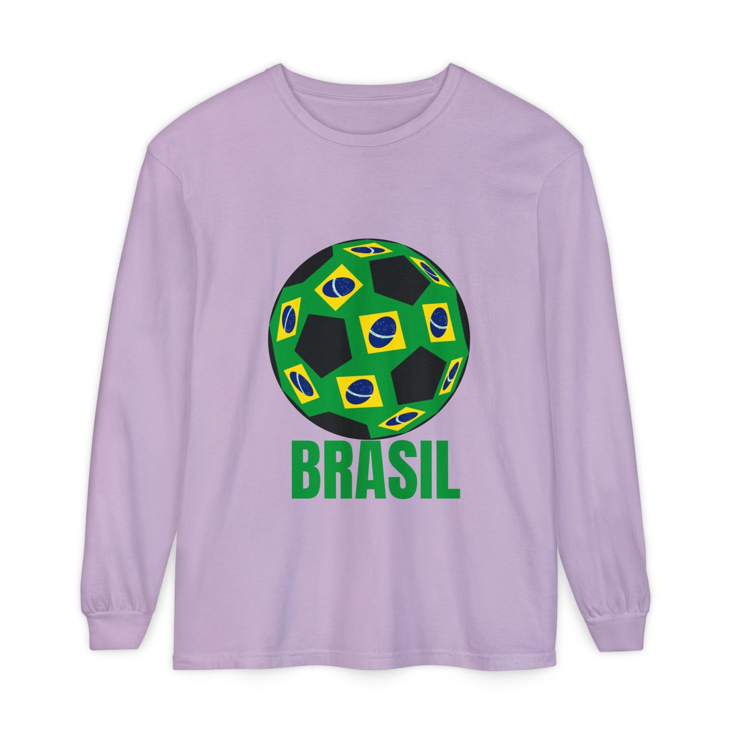 Brasil Fan Specialty Soccer Ball Design Long Sleeve T Shirt