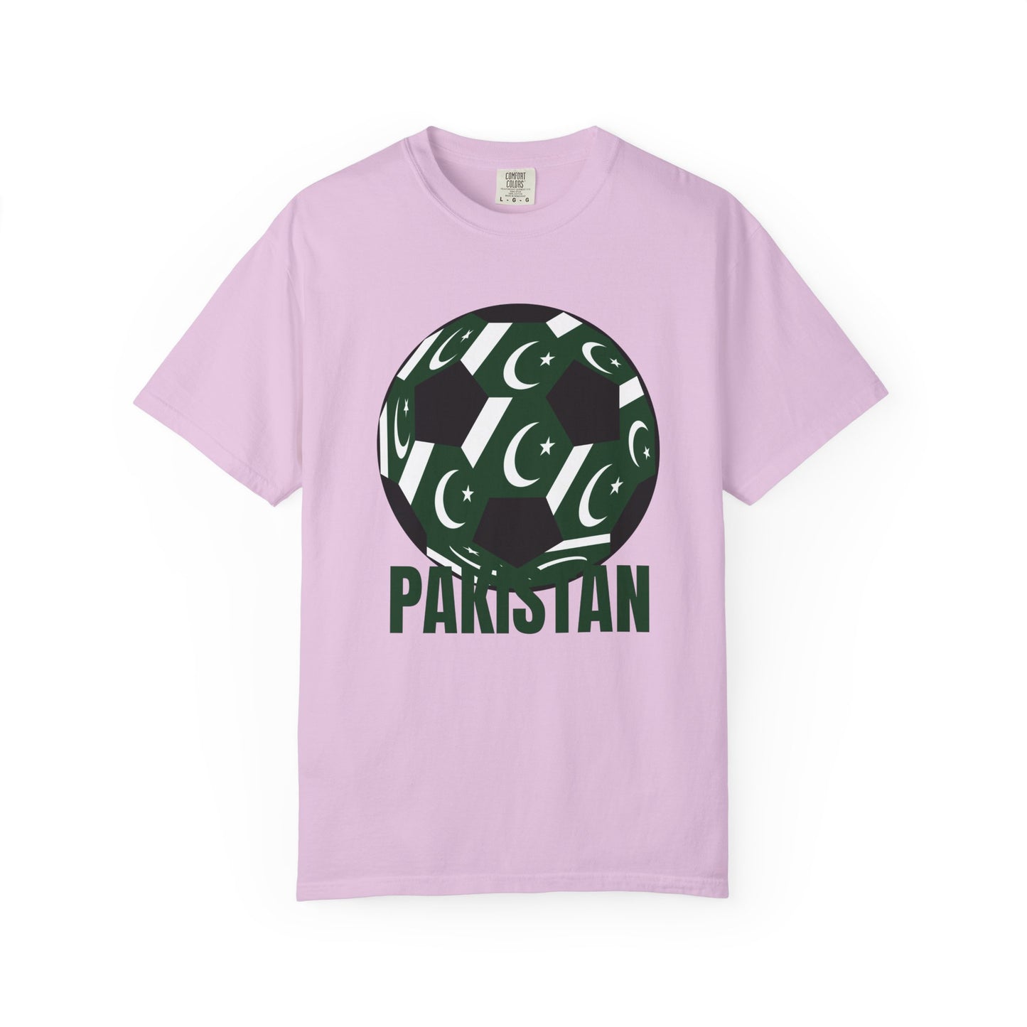 Pakistan Fan Specialty Soccer Ball Design T Shirt Green Text