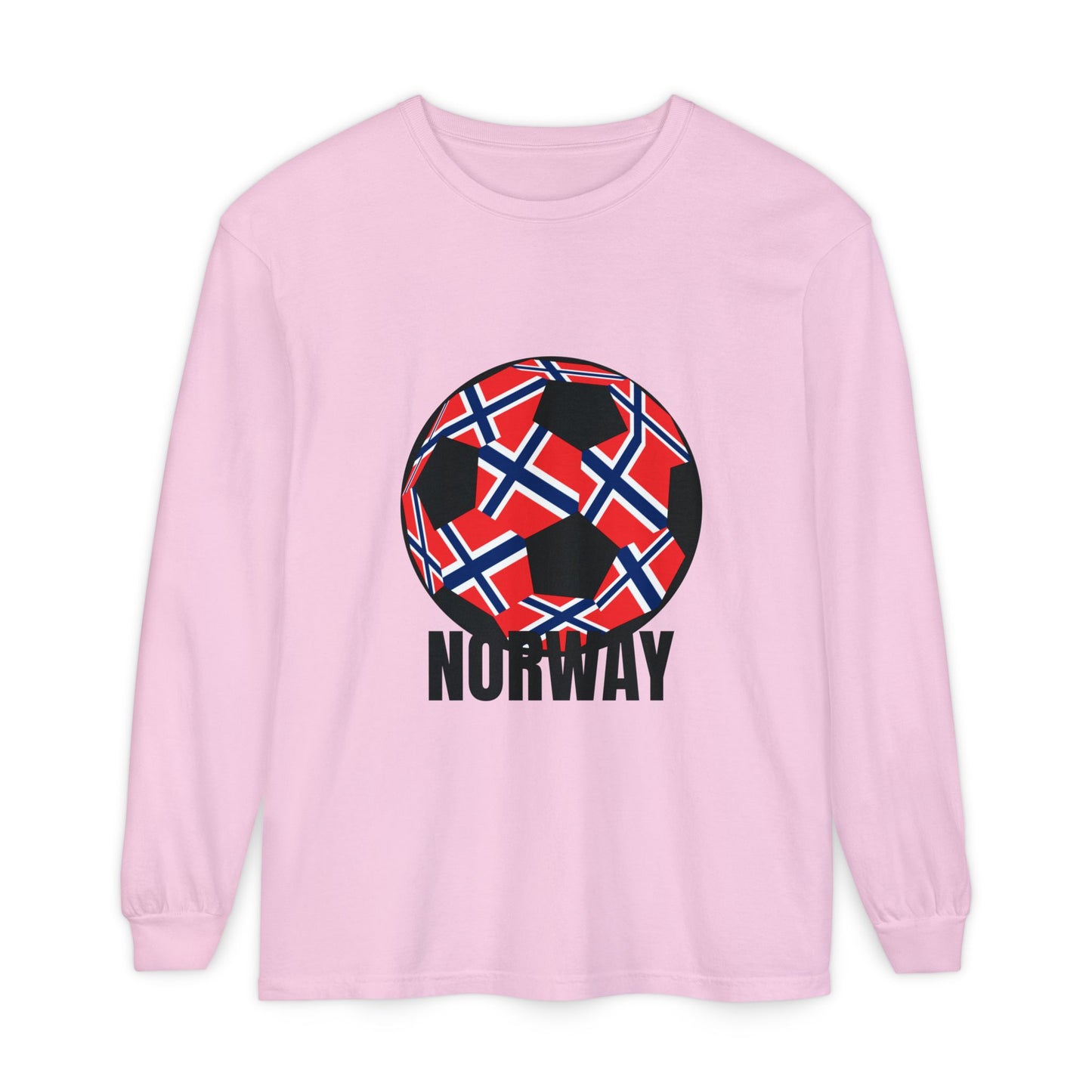 Norway Fan Specialty Soccer Ball Design Long Sleeve T Shirt Black Print