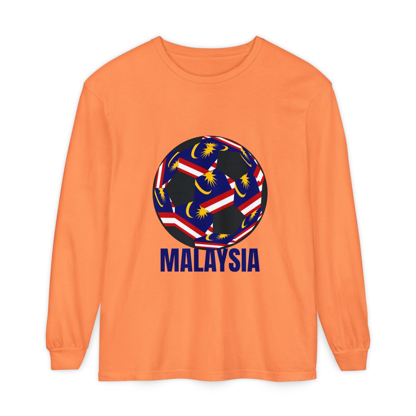 Malaysia Fan Specialty Soccer Ball Design Long Sleeve Tee