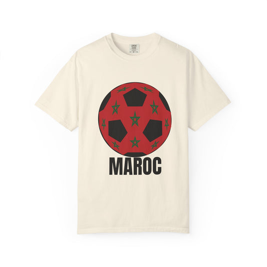 Morocco Maroc Fan Specialty Soccer Ball Design T Shirt