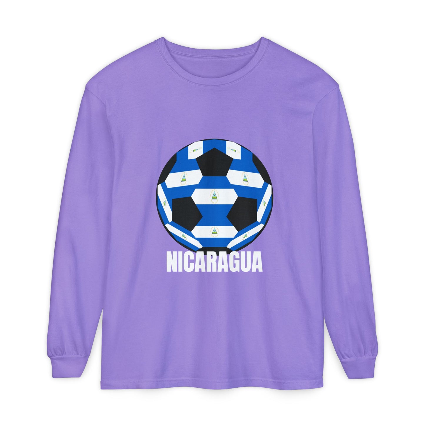 Nicaragua Fan Specialty Soccer Ball Design Long Sleeve Tee