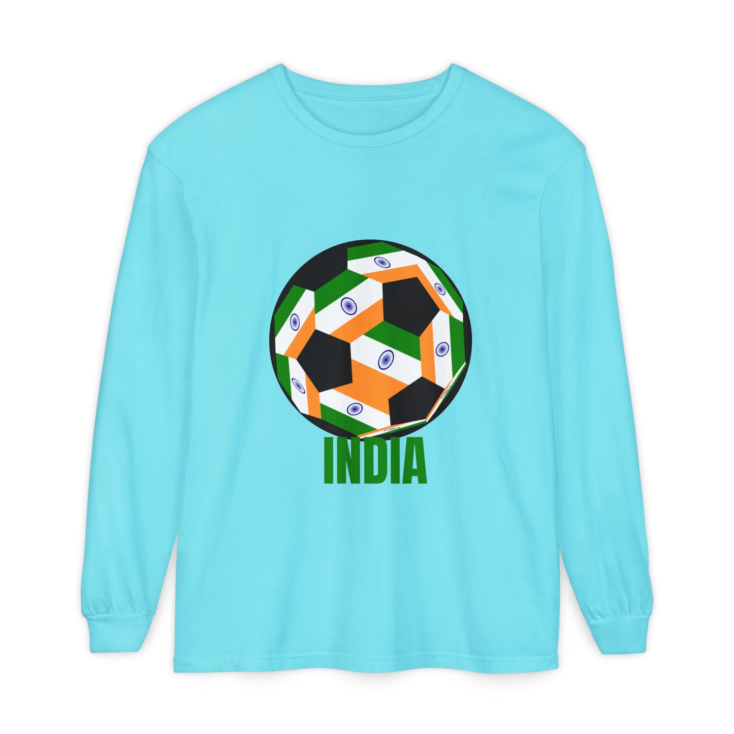 India Fan Specialty Soccer Ball Design Long Sleeve Tee