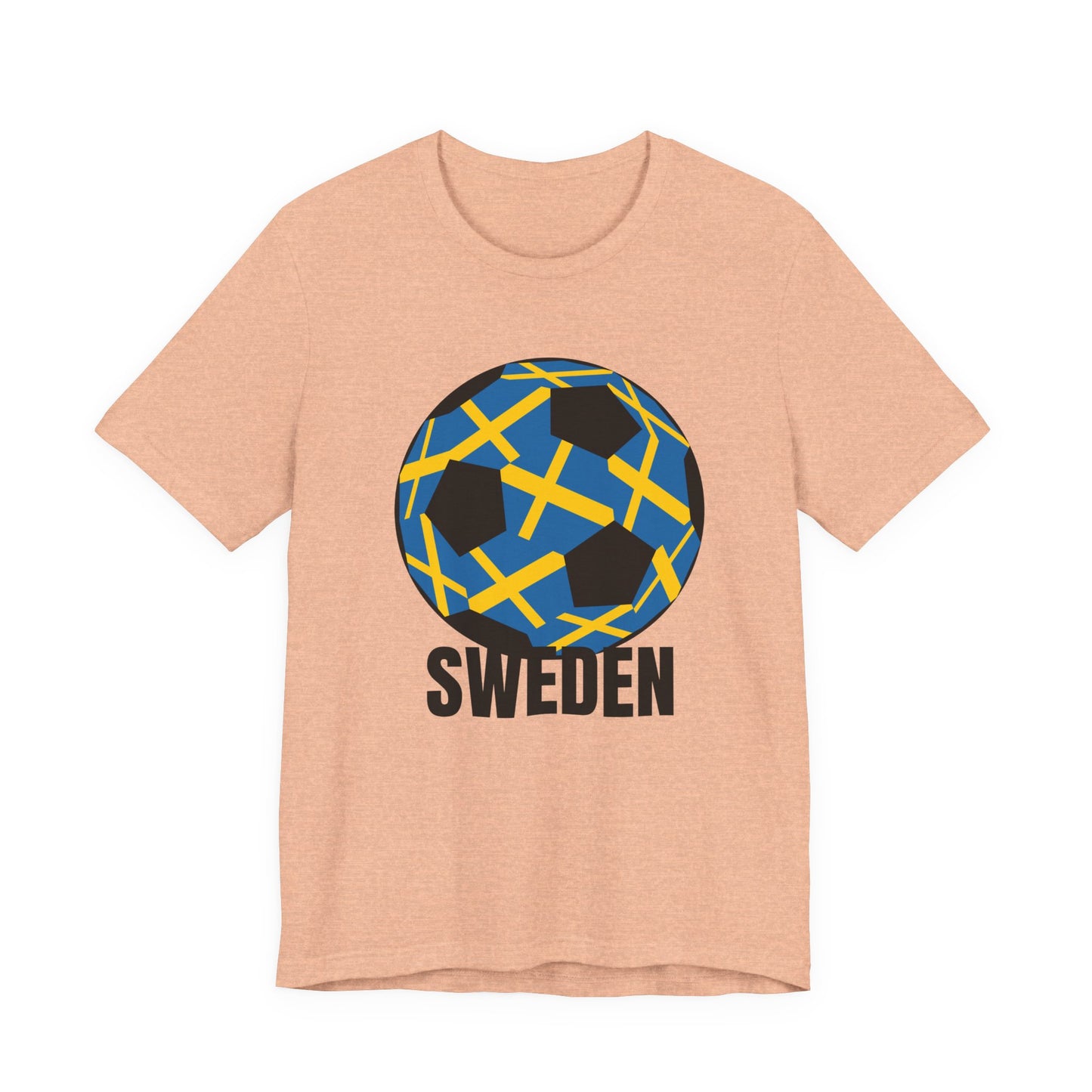 Sweden Fan Specialty Soccer Ball Design T Shirt Black Text