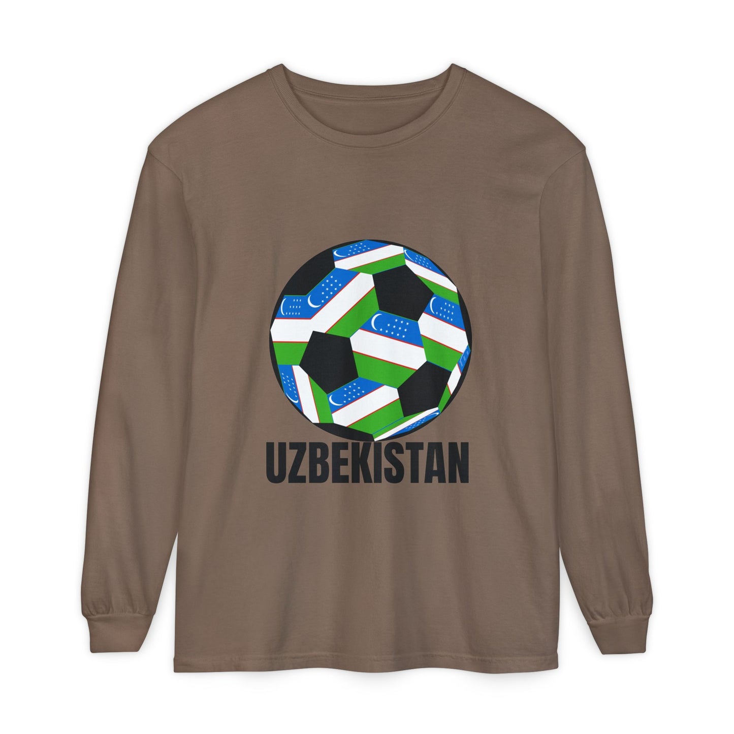 Uzbekistan Fan Specialty Soccer Ball Design Long Sleeve Tee