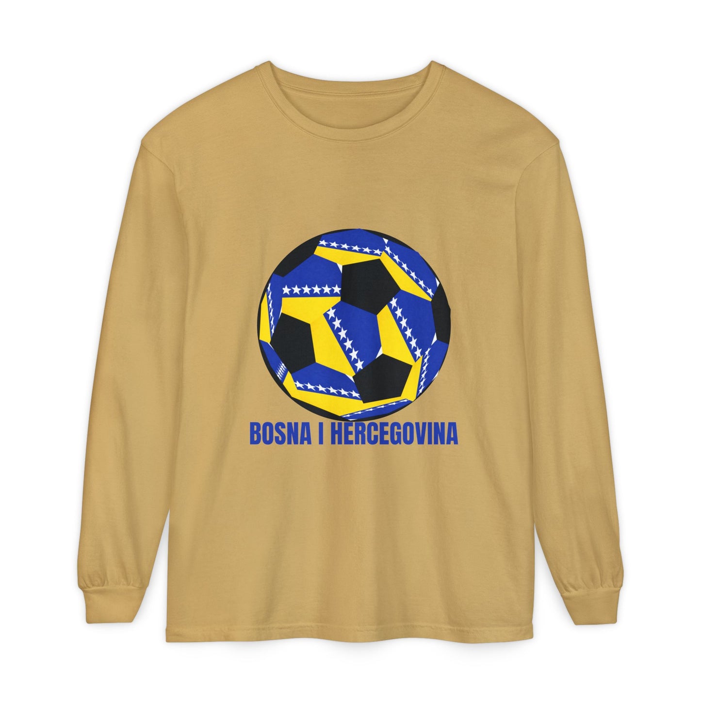 Bosnia Herzegovina Fan Specialty Soccer Ball Design Long Sleeve Tee