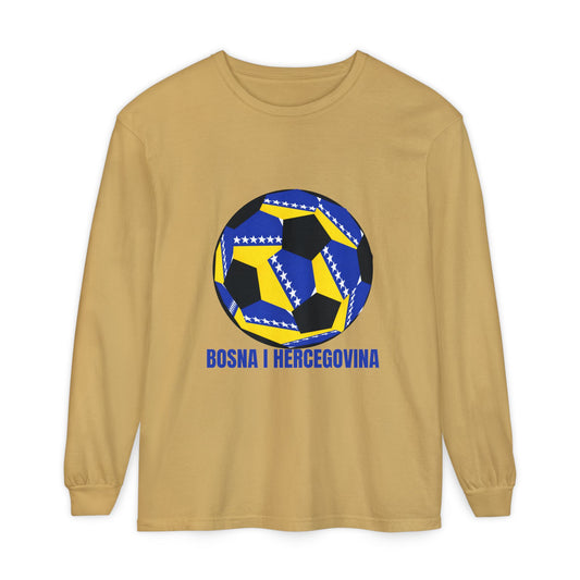 Bosnia Herzegovina Fan Specialty Soccer Ball Design Long Sleeve Tee