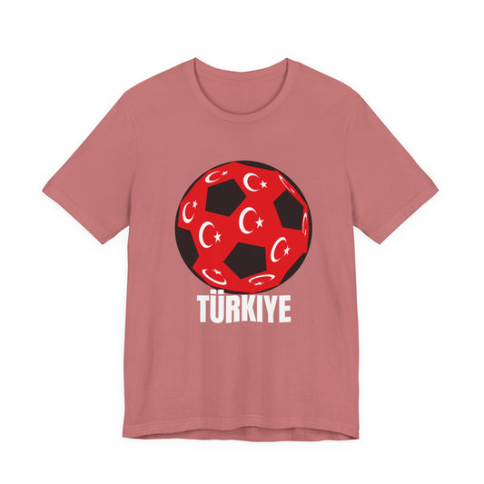 Türkiye Fan Specialty Soccer Ball Design T Shirt White Text