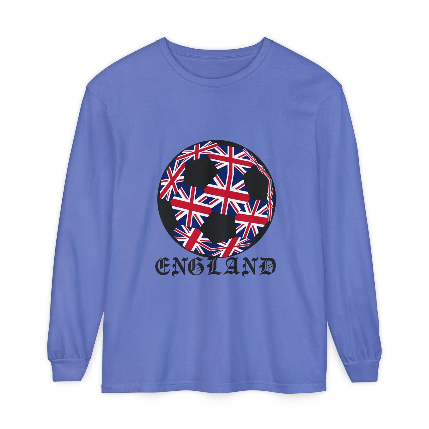 Old English Style Specialty Soccer Ball Design Long Sleeve Tee