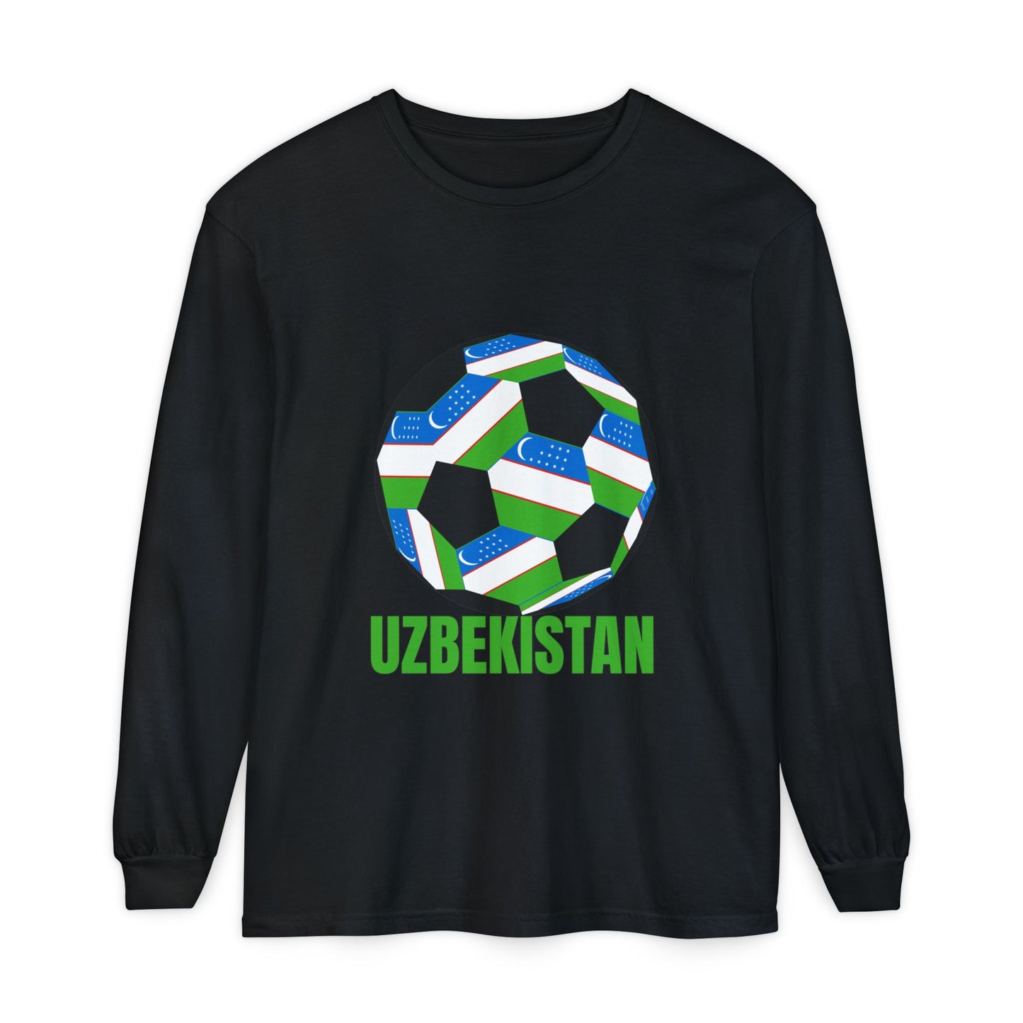 Uzbekistan Fan Specialty Soccer Ball Design Long Sleeve Tee