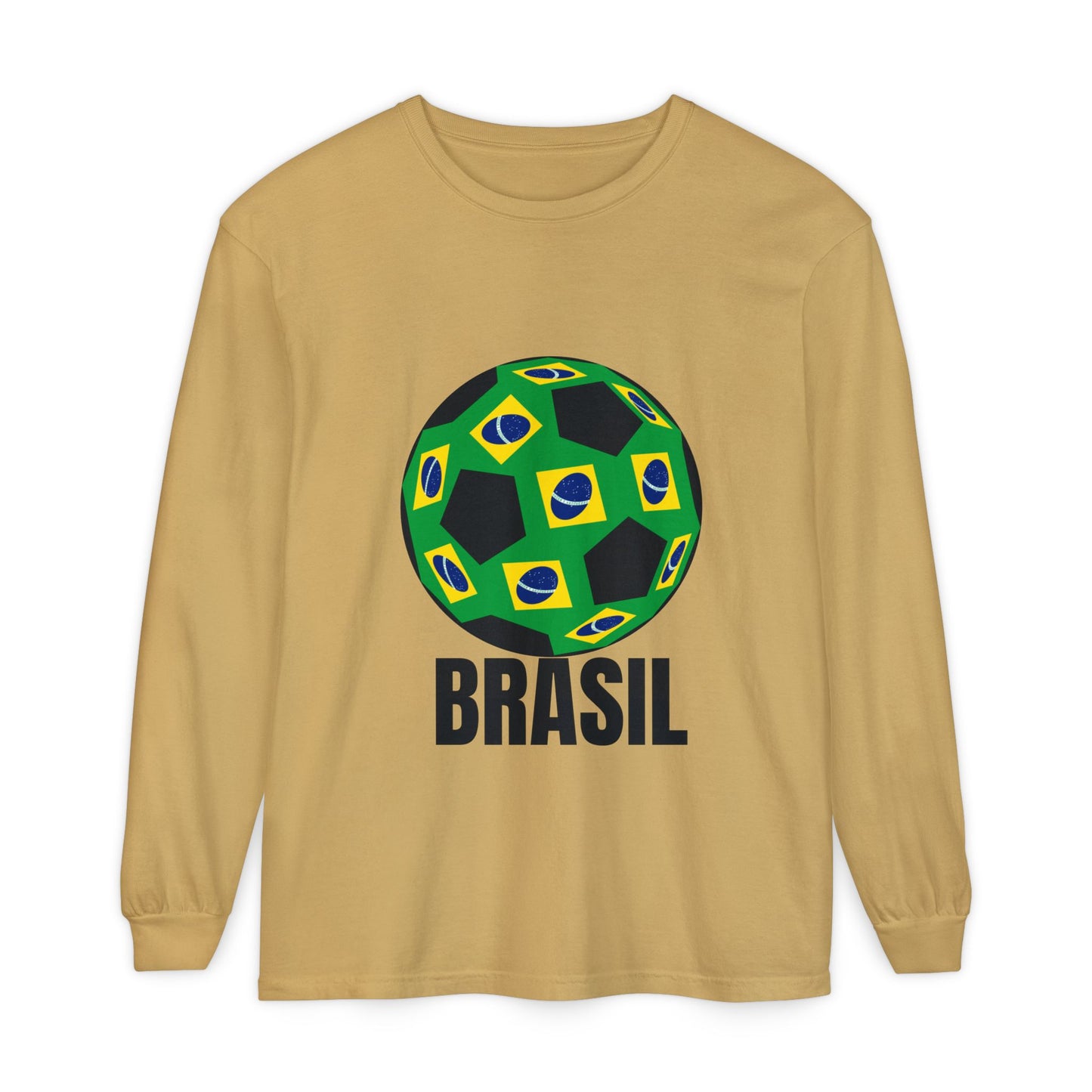 Brasil Fan Specialty Soccer Ball Design Long Sleeve T Shirt