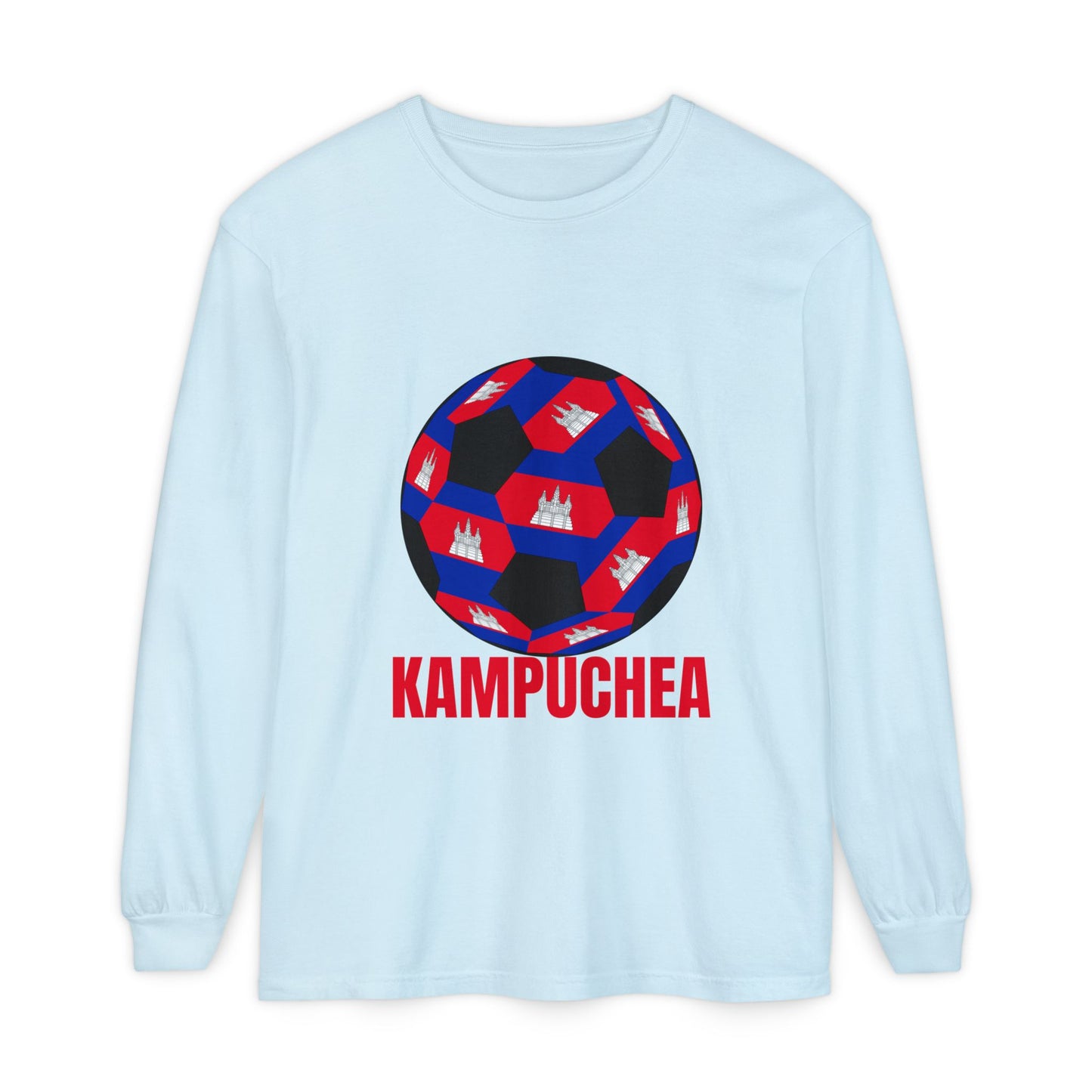 Kampuchea Fan Specialty Soccer Ball Design Long Sleeve Tee