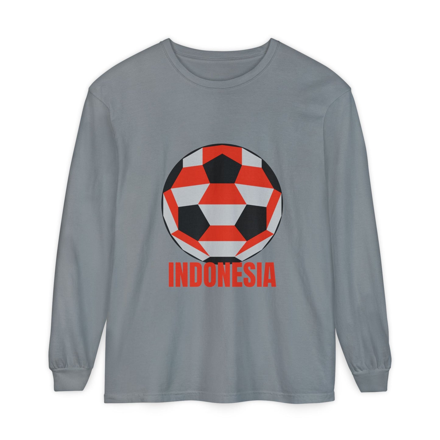 Indonesia Fan Specialty Soccer Ball Design Long Sleeve T-Shirt