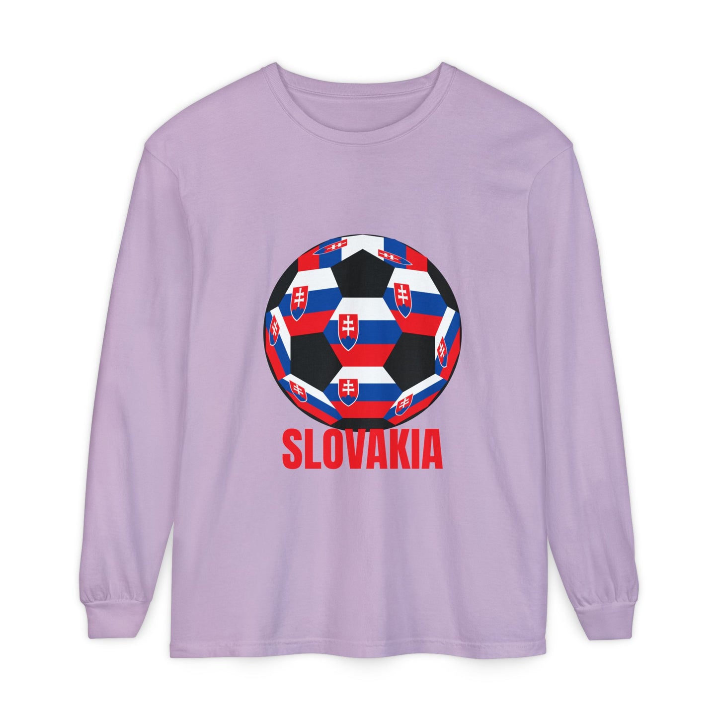 Slovakia Fan Specialty Soccer Ball Design Long Sleeve Tee