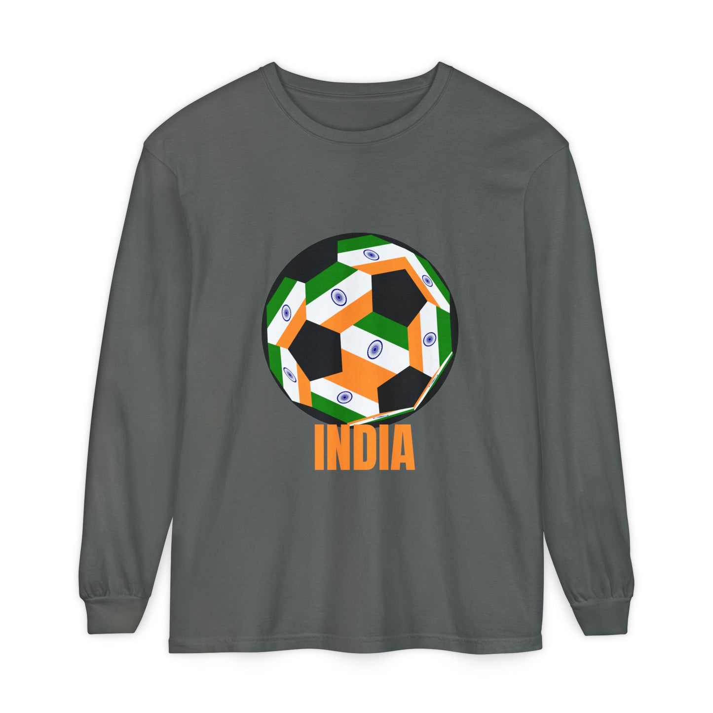 India Fan Specialty Soccer Ball Design Long Sleeve T-Shirt