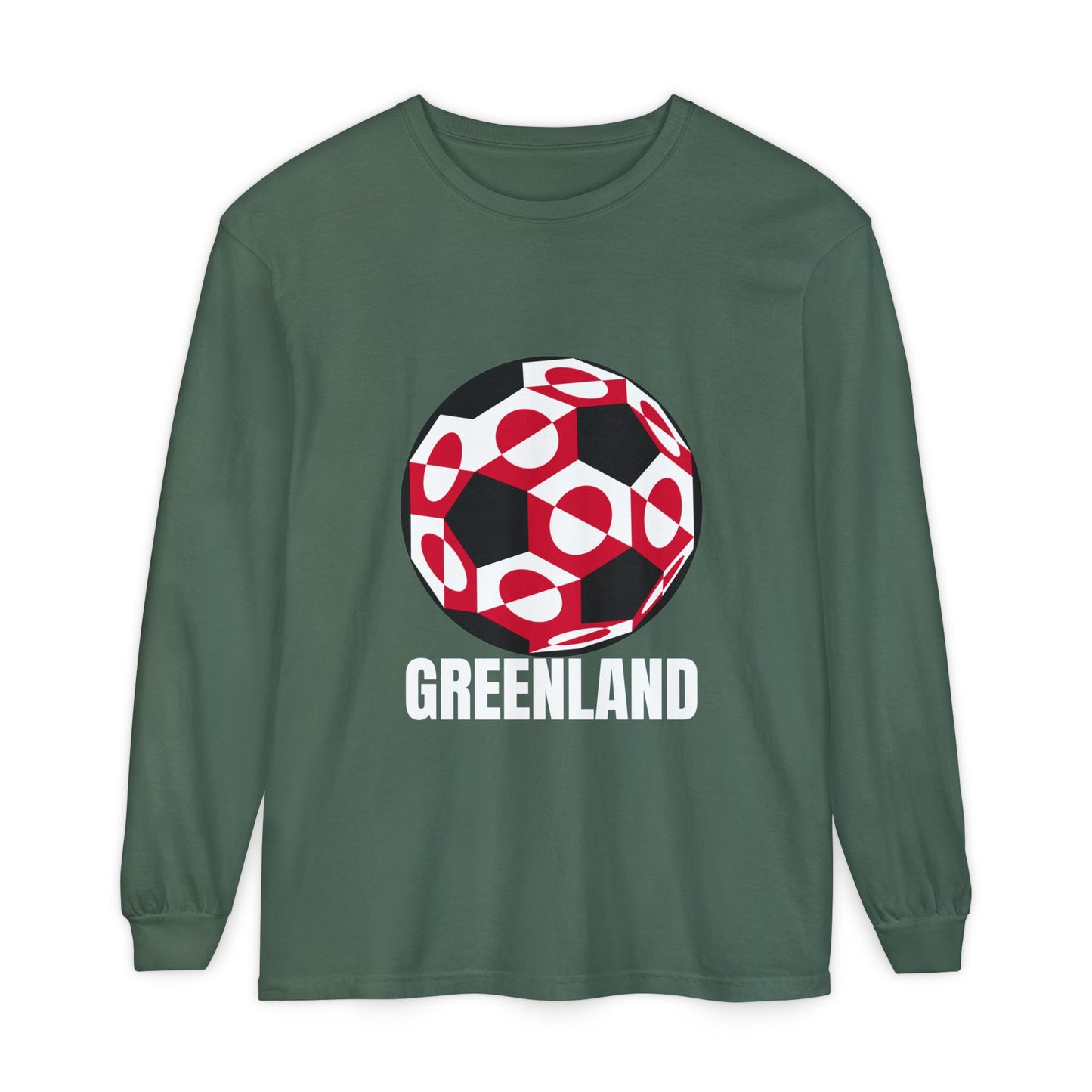 Greenland Fan Specialty Soccer Ball Design Long Sleeve Tee