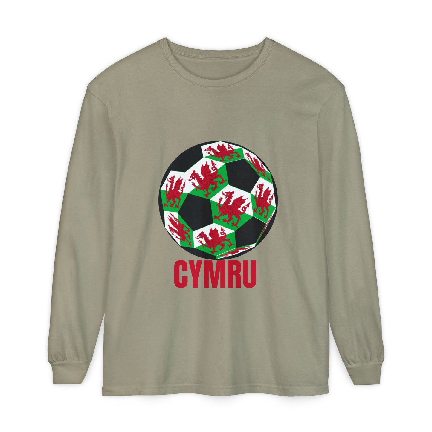 Cymru Fan Specialty Soccer Ball Design Long Sleeve Tee