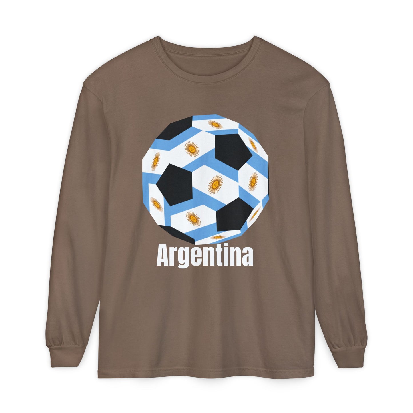 Argentina Fan Specialty Soccer Ball Design Long Sleeve Shirt