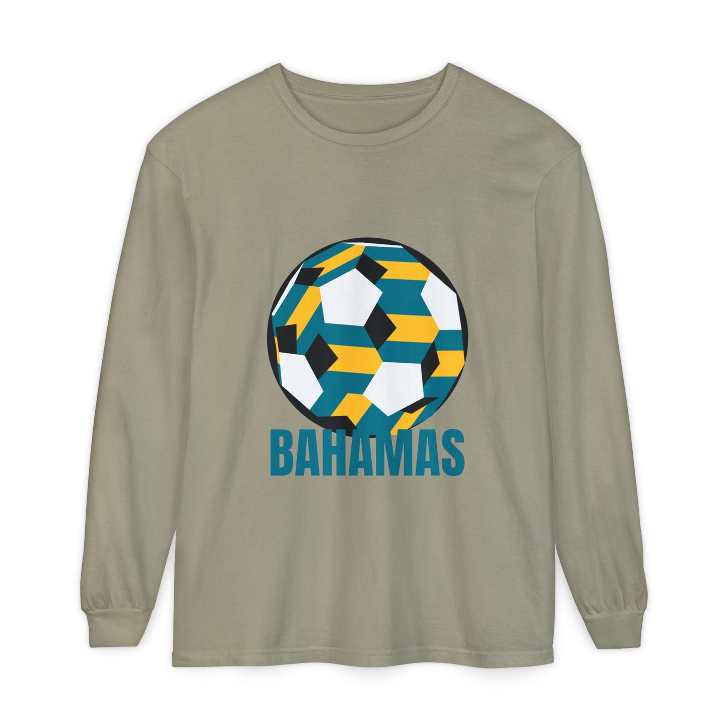 Bahamas Fan Specialty Soccer Ball Design Long Sleeve Tee
