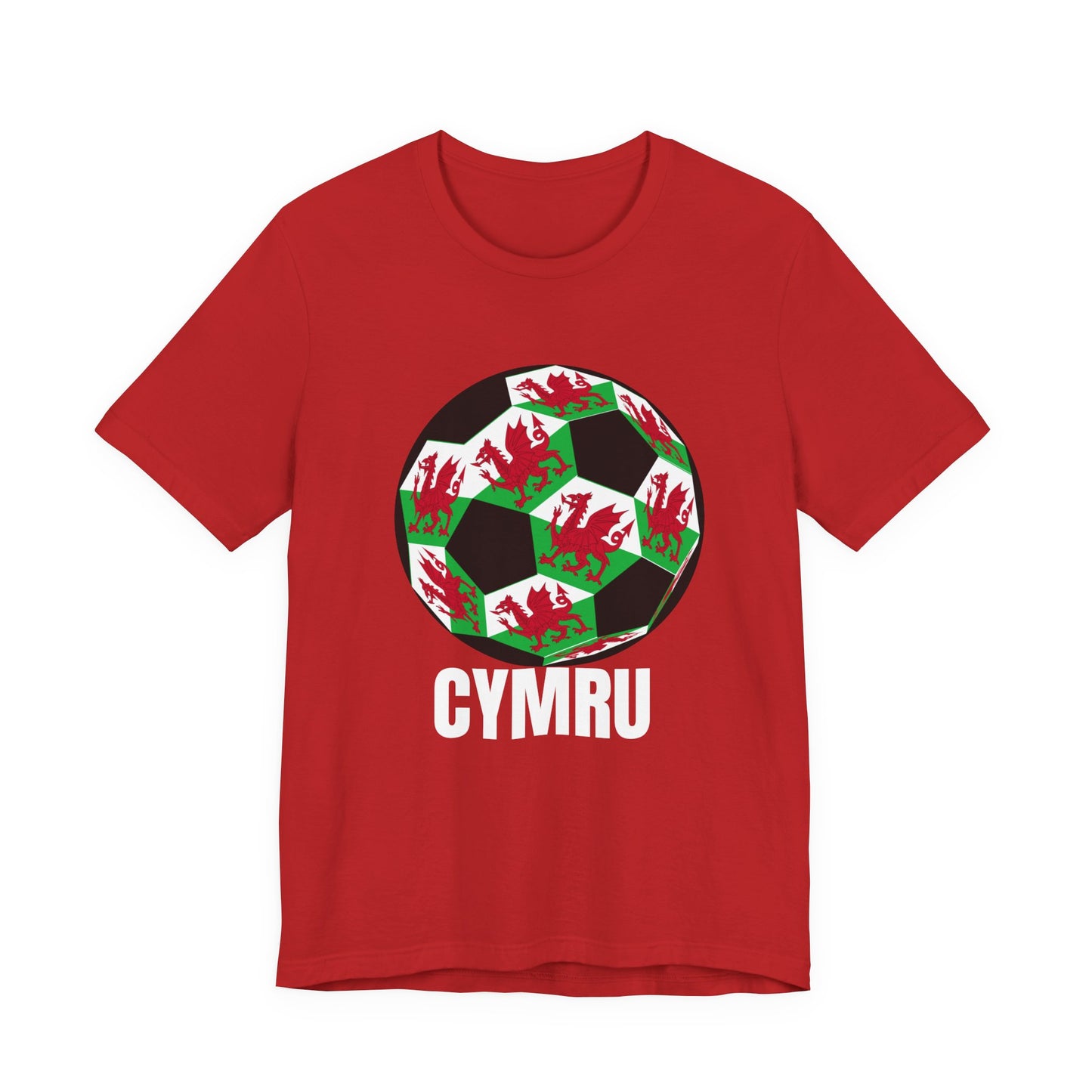 Cymru Fan Specialty Soccer Ball Design T Shirt White Text