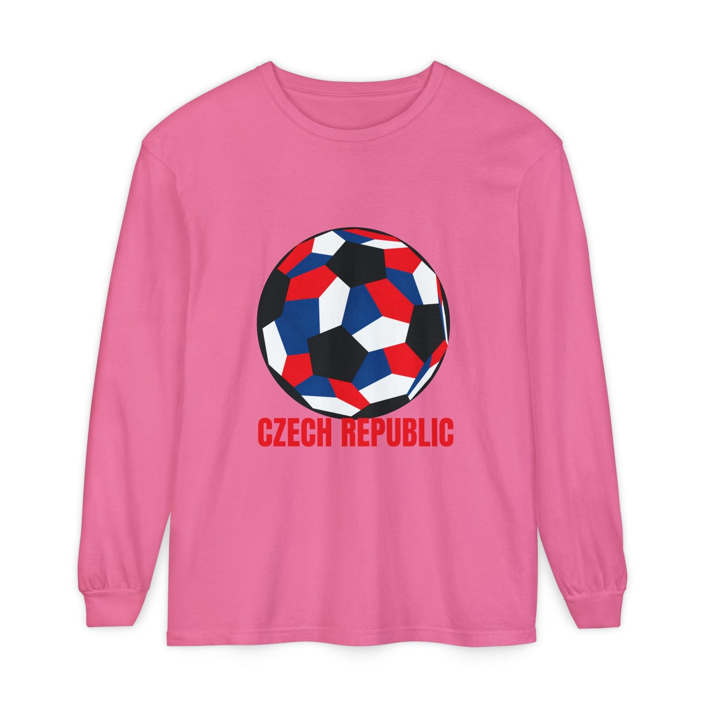 Czech Republic Fan Specialty Soccer Ball Design Long Sleeve Tee