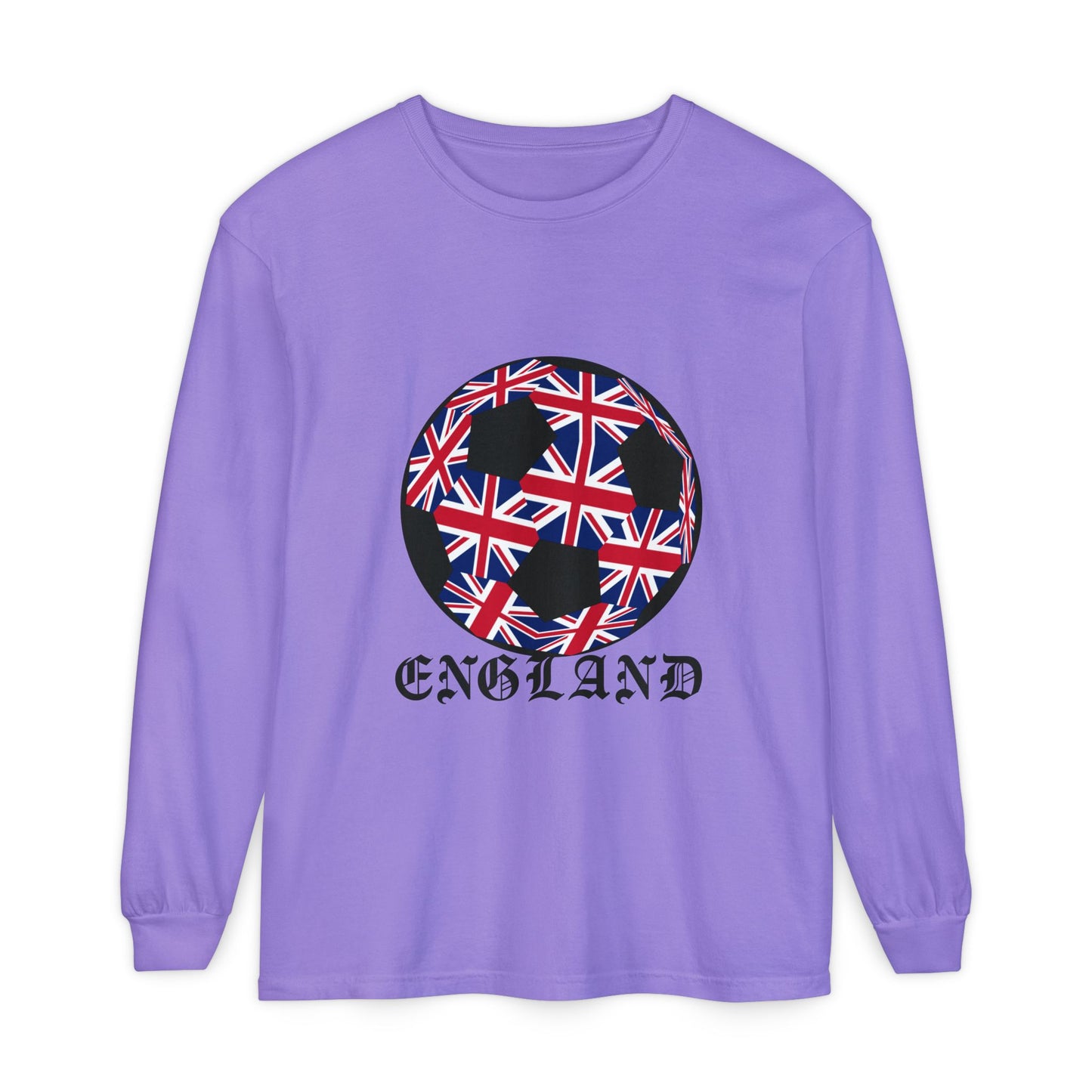 Old English Style Specialty Soccer Ball Design Long Sleeve Tee
