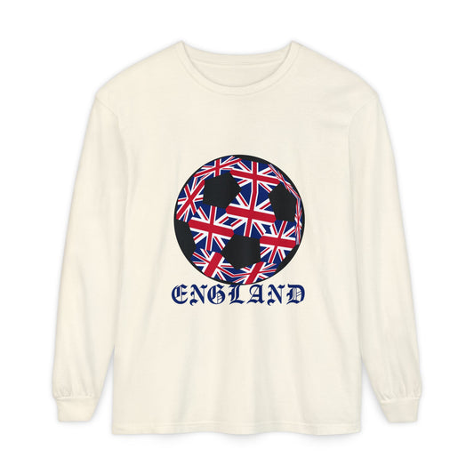 Old English Style Specialty Soccer Ball Design Long Sleeve Tee