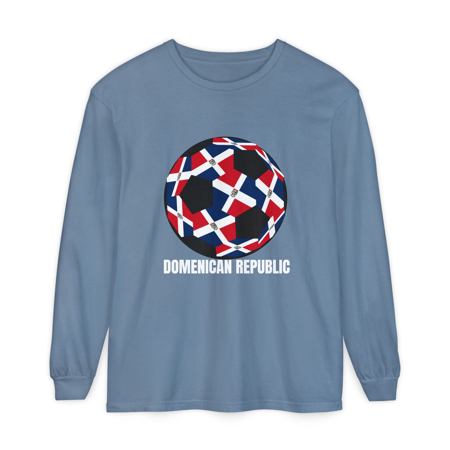 Domenican Republic Fan Specialty Soccer Ball Design Long Sleeve Tee