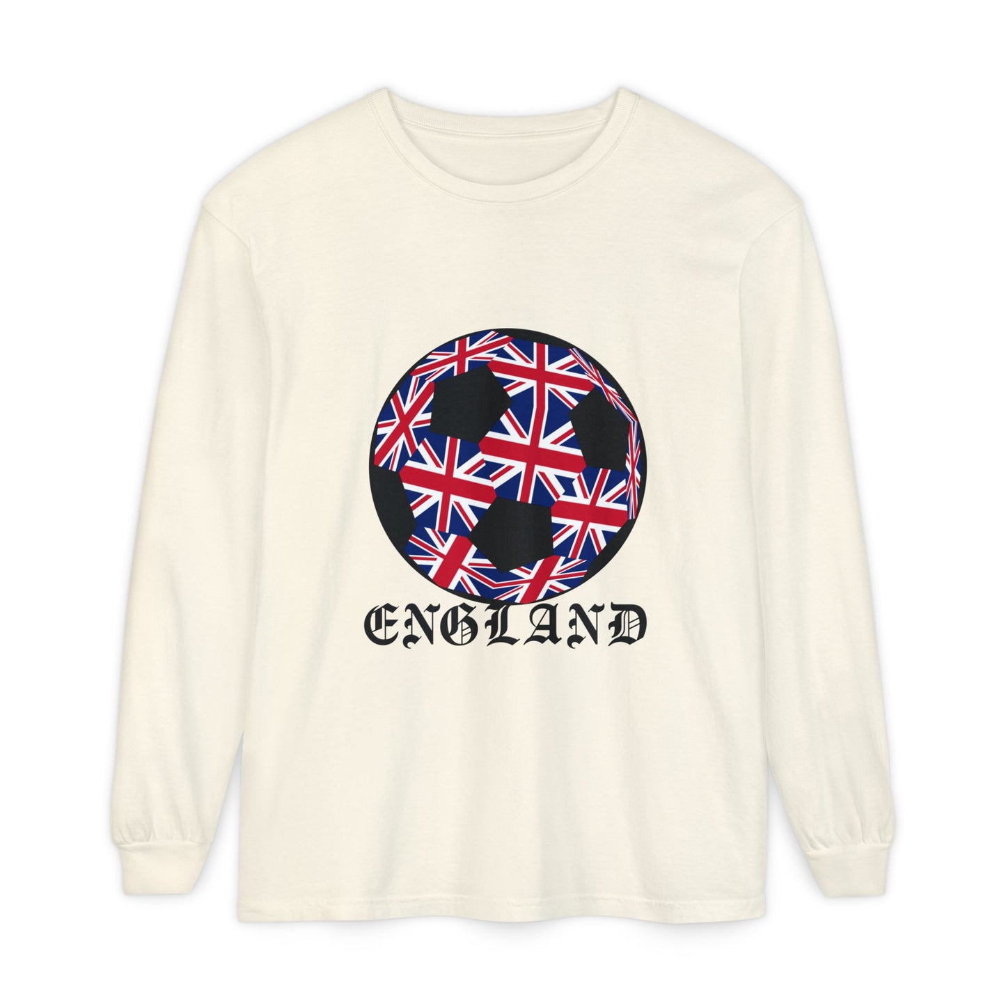Old English Style Specialty Soccer Ball Design Long Sleeve Tee