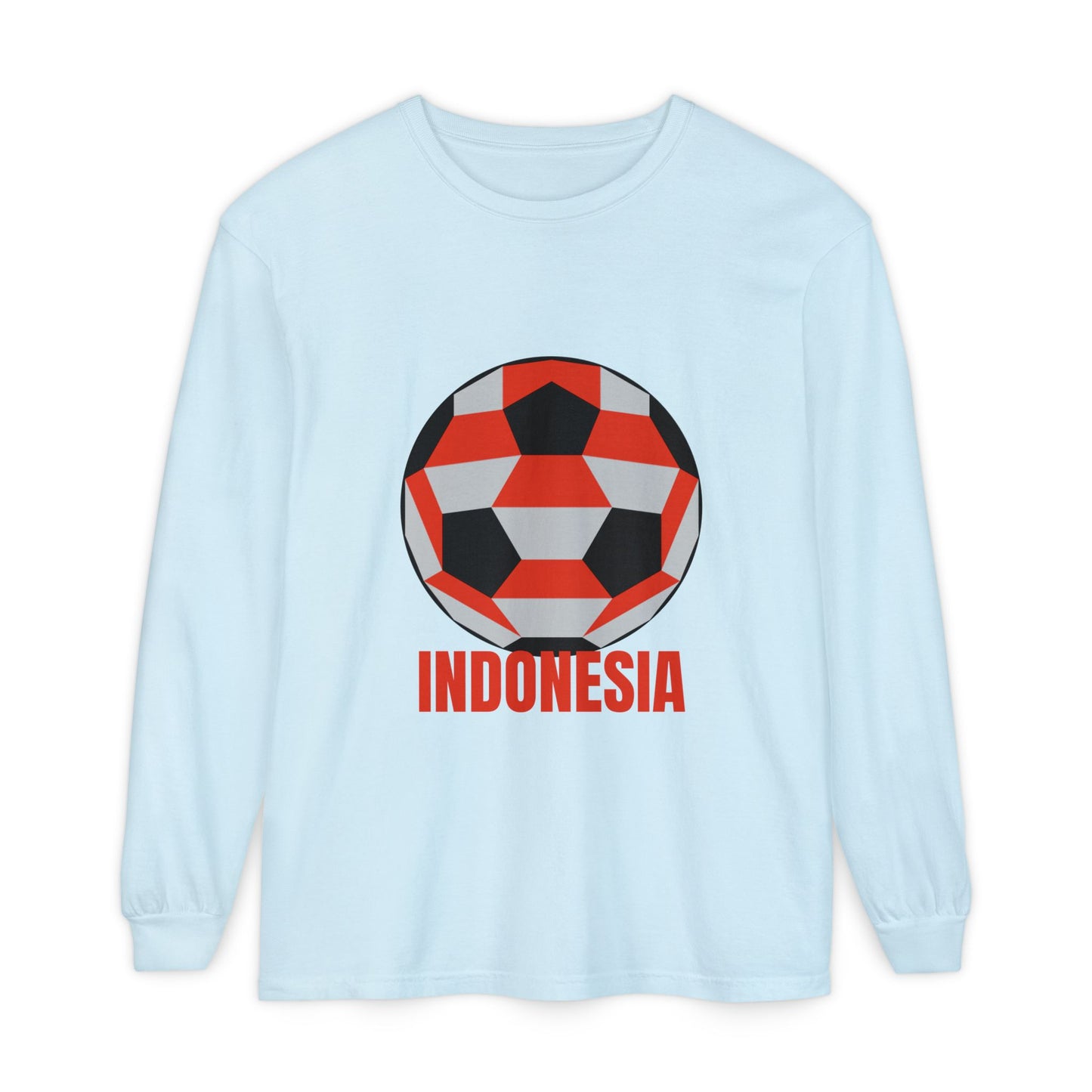 Indonesia Fan Specialty Soccer Ball Design Long Sleeve T-Shirt