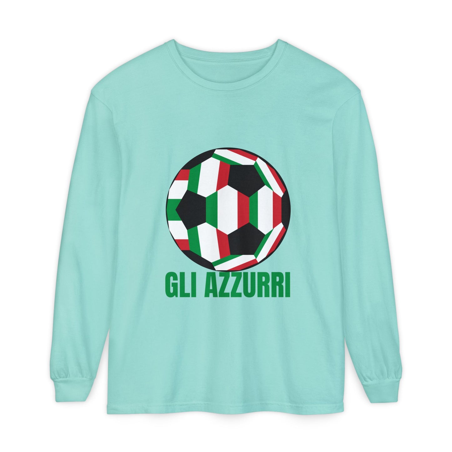 Gli Azzurri Fan Specialty Soccer Ball Design Long Sleeve Tee