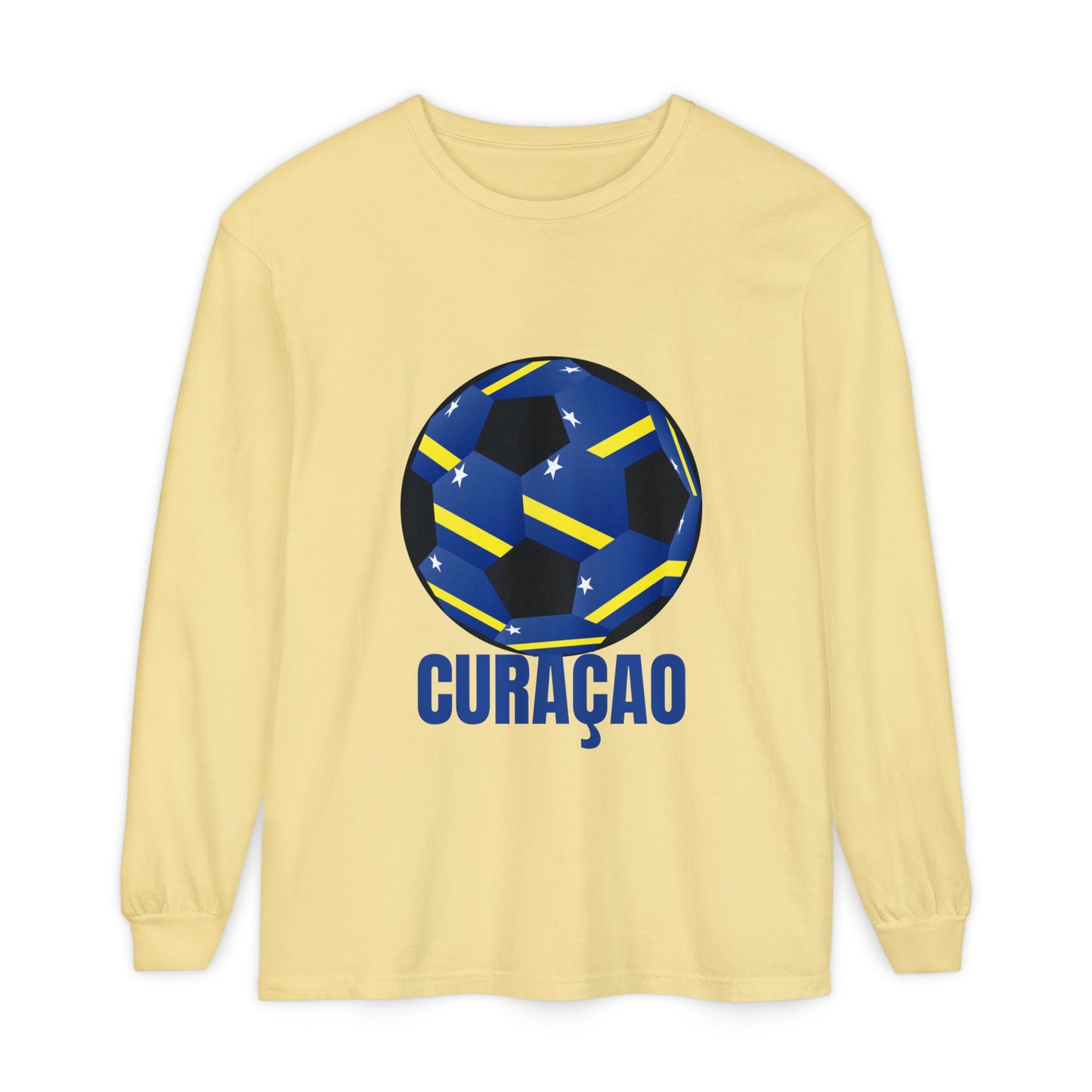 Curacao Fan Specialty Soccer Ball Design Long Sleeve Shirt