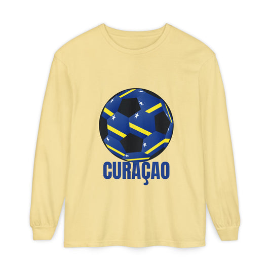 Curacao Fan Specialty Soccer Ball Design Long Sleeve Shirt