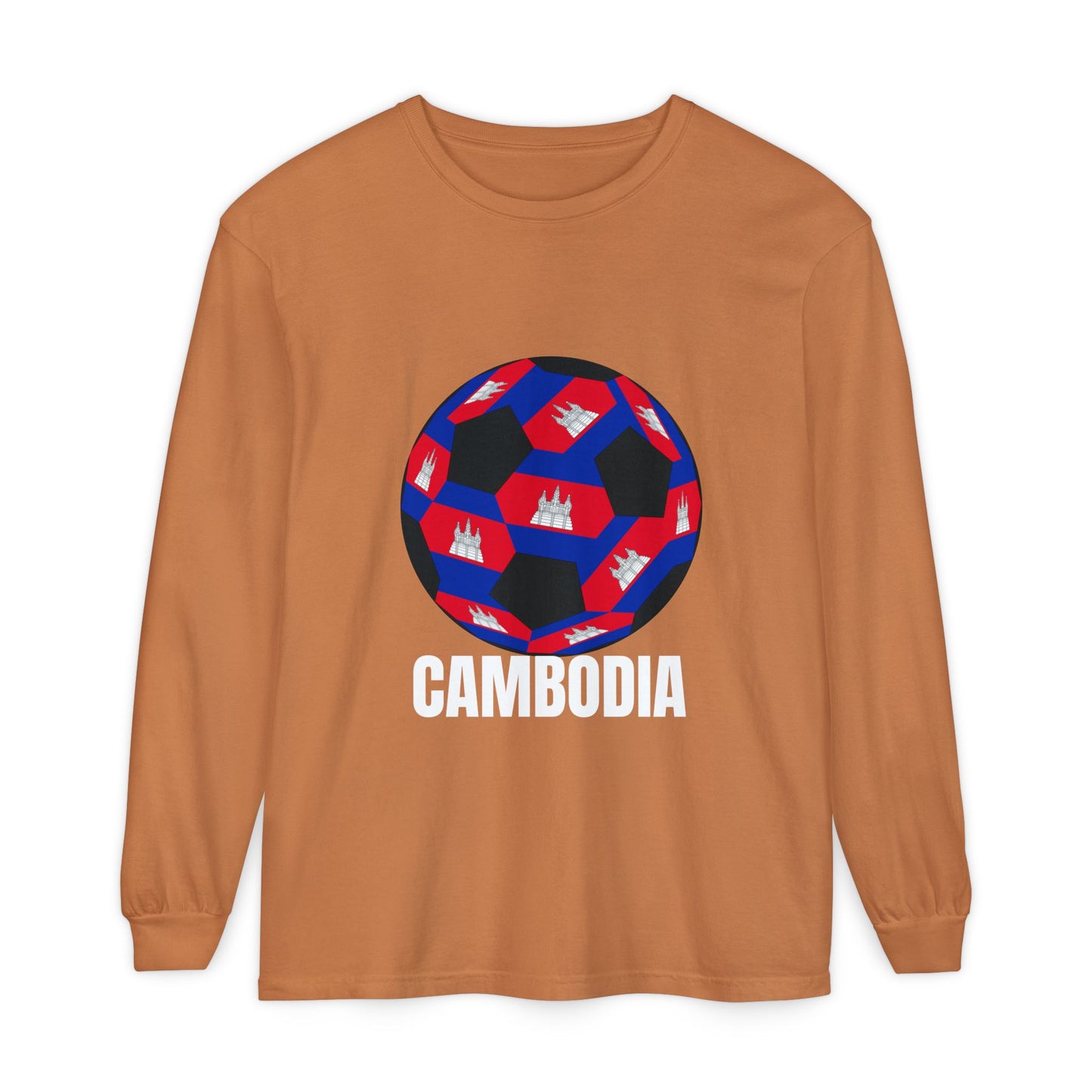 Cambodia Fan Specialty Soccer Ball Design Long Sleeve Tee