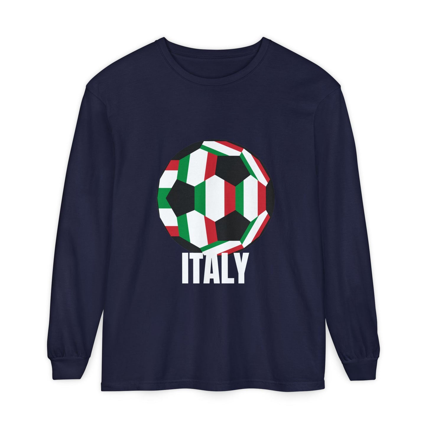 Italy Fan Specialty Soccer Ball Design Long Sleeve Tee