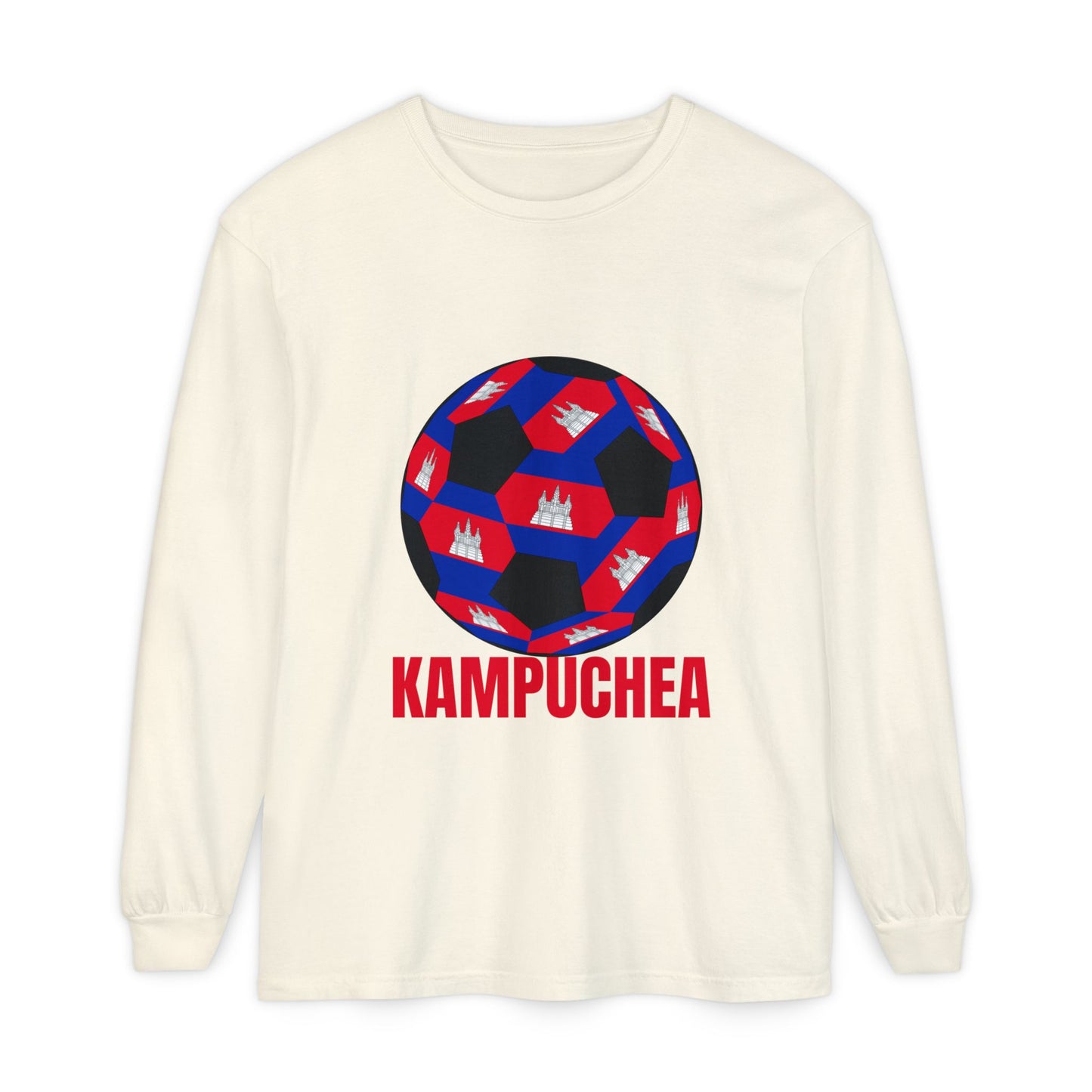 Kampuchea Fan Specialty Soccer Ball Design Long Sleeve Tee