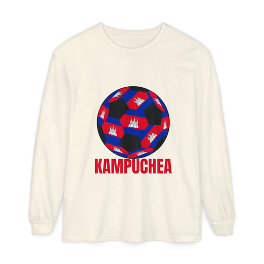 Kampuchea Fan Specialty Soccer Ball Design Long Sleeve Tee