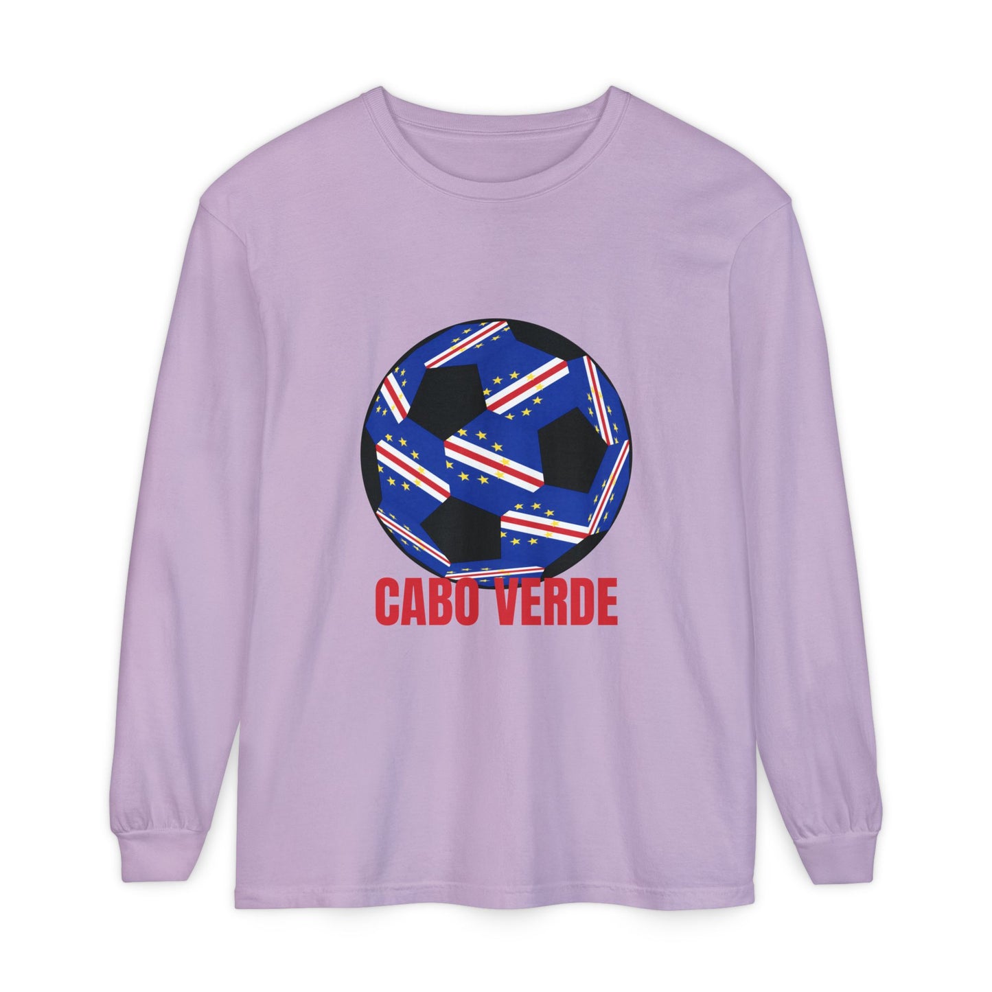 Cabo Verde Fan Specialty Soccer Ball Design Long Sleeve Tee