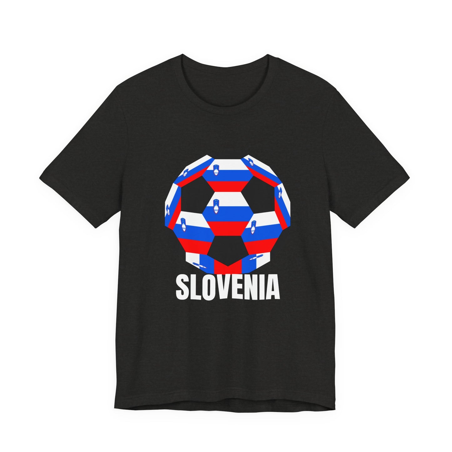 Slovenia Fan Specialty Soccer Ball Design T Shirt White Text