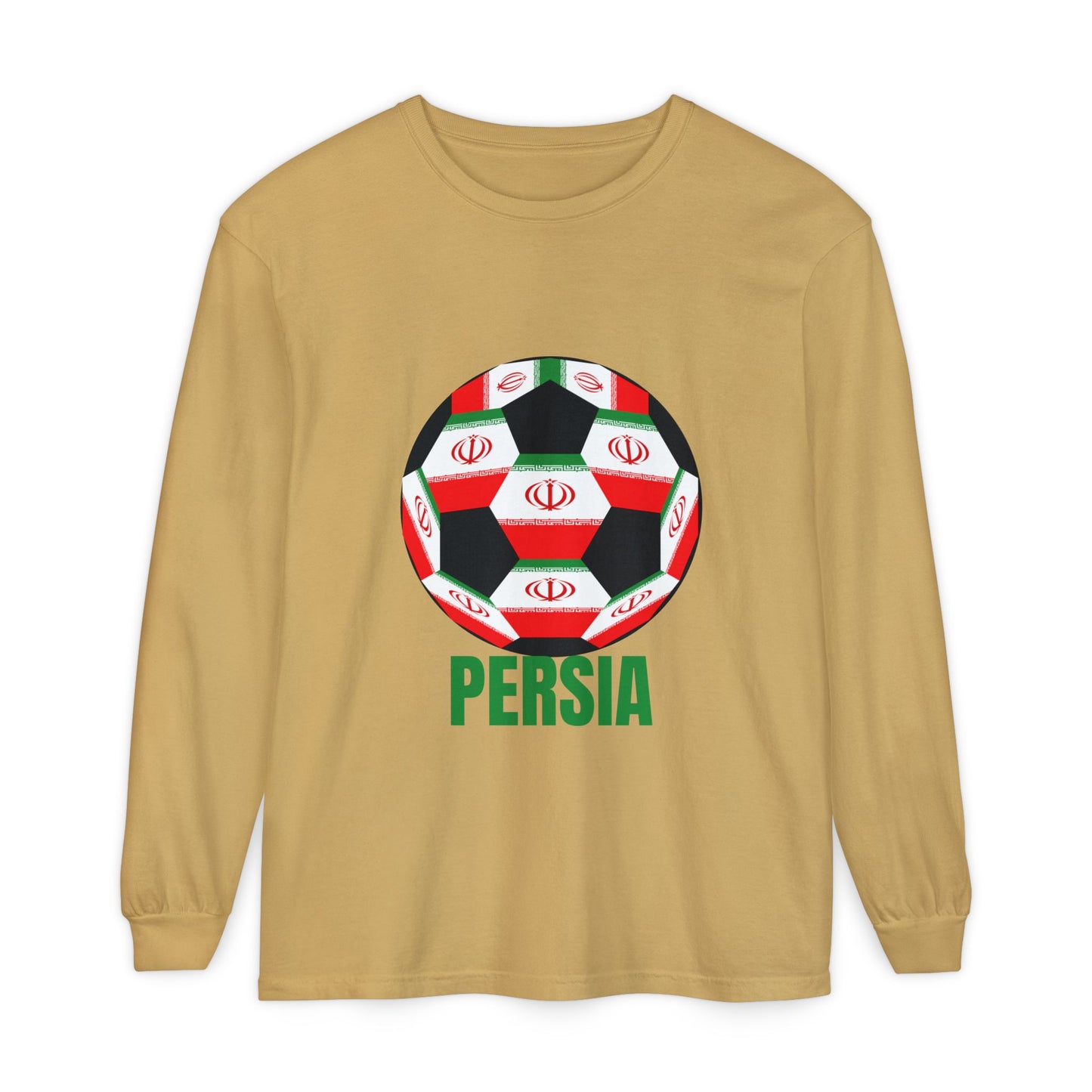 Persia Fan Specialty Soccer Ball Design Long Sleeve Tee