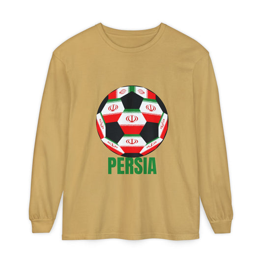 Persia Fan Specialty Soccer Ball Design Long Sleeve Tee