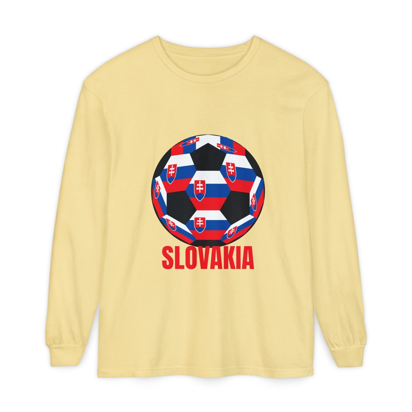 Slovakia Fan Specialty Soccer Ball Design Long Sleeve Tee
