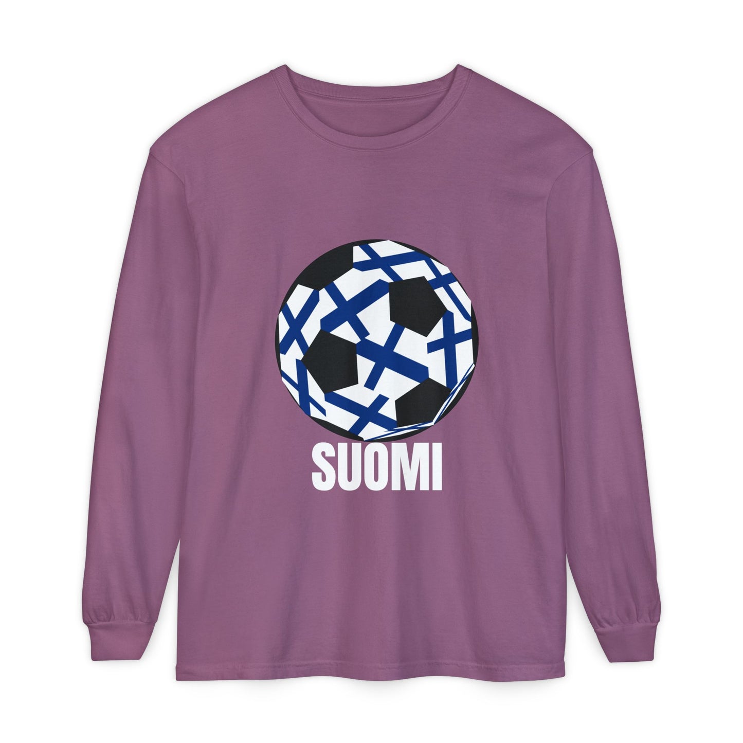 Suomi Fan Specialty Soccer Ball Design Long Sleeve Tee