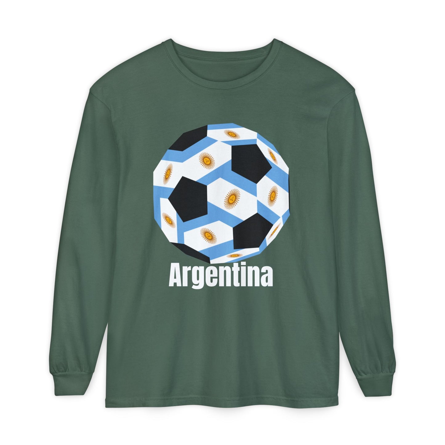Argentina Fan Specialty Soccer Ball Design Long Sleeve Shirt