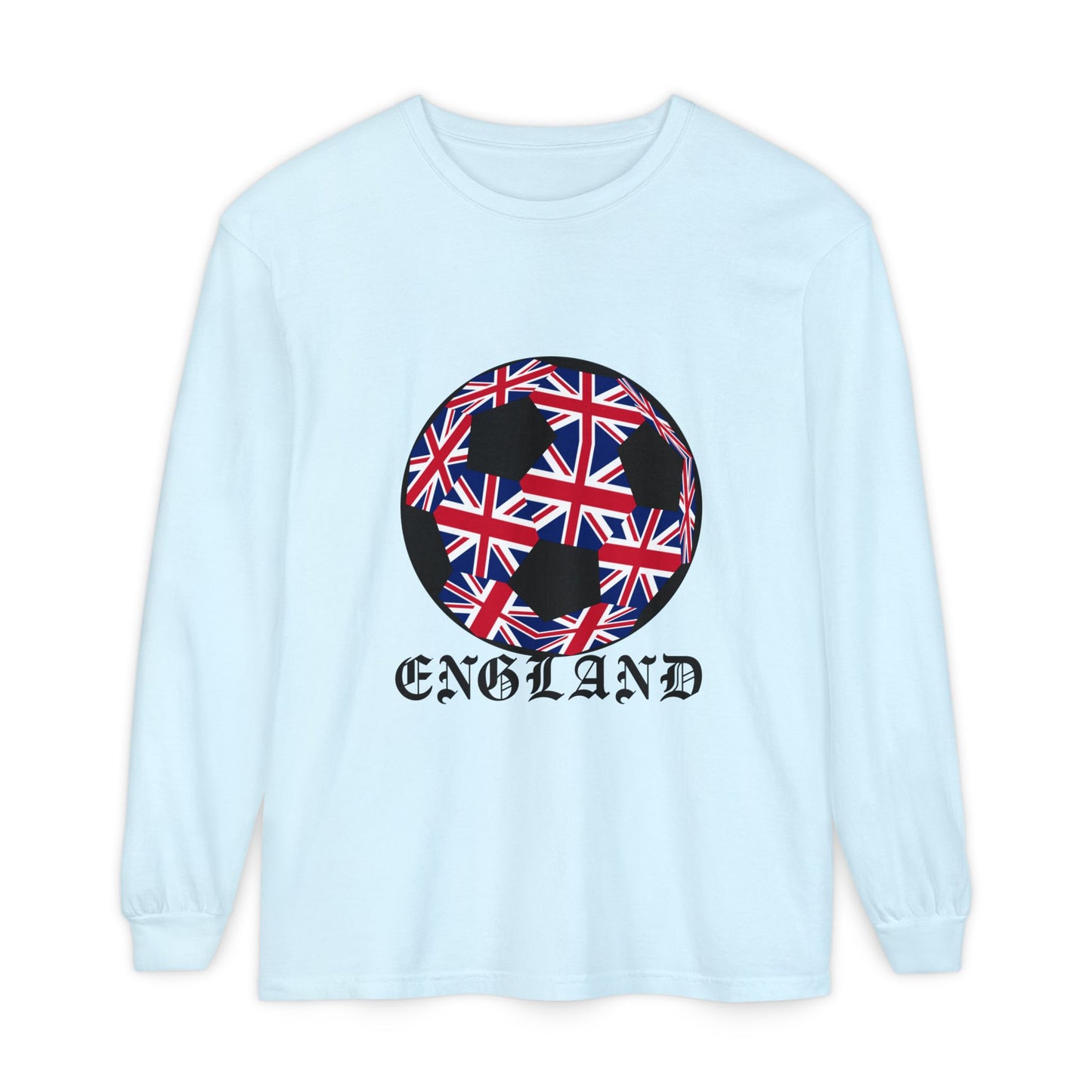 Old English Style Specialty Soccer Ball Design Long Sleeve Tee