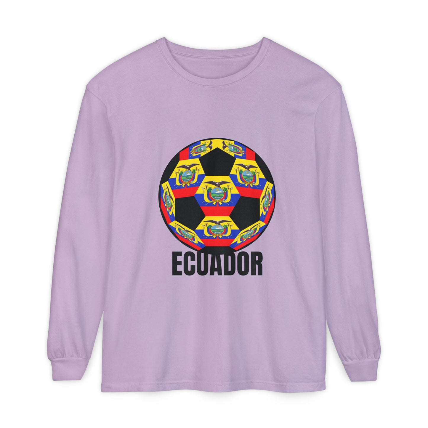 Ecuador Fan Specialty Soccer Ball Design Ball Long Sleeve Tee