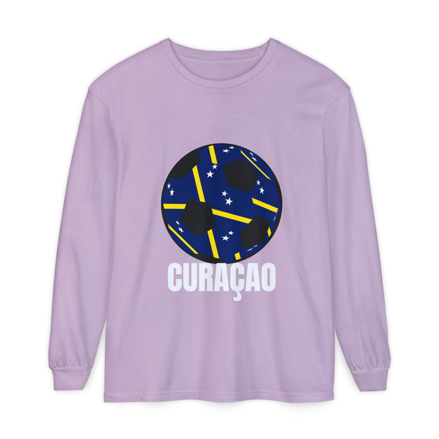 Curacao Fan Specialty Soccer Ball Design Long Sleeve Tee
